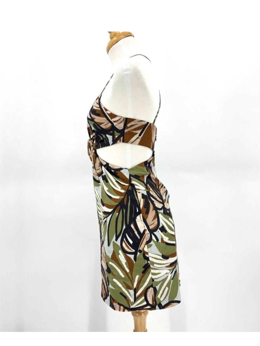 Zara NWOT Floral Print Linen Blend Strappy Sleeveless Cutout Mini Dress, Small - Picture 5 of 9